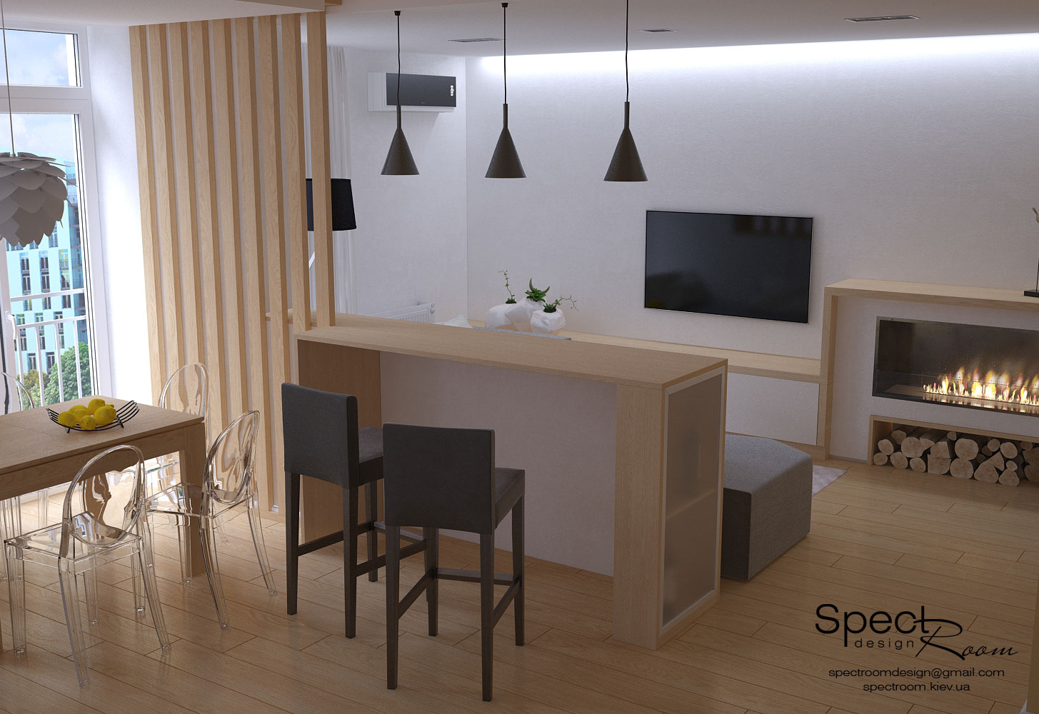 Дизайн інтер'єру квартири з мансардним поверхом  - Spectroom